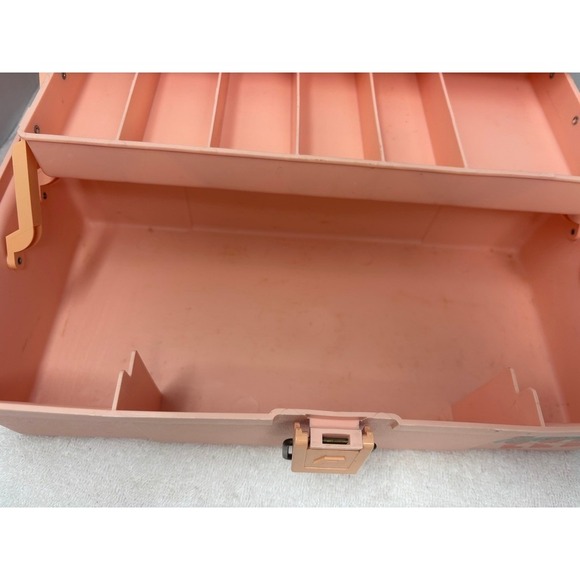 Vintage 80s Original Caboodles Make Up Case Tackle Peach Pink Plano - Picture 11 of 16